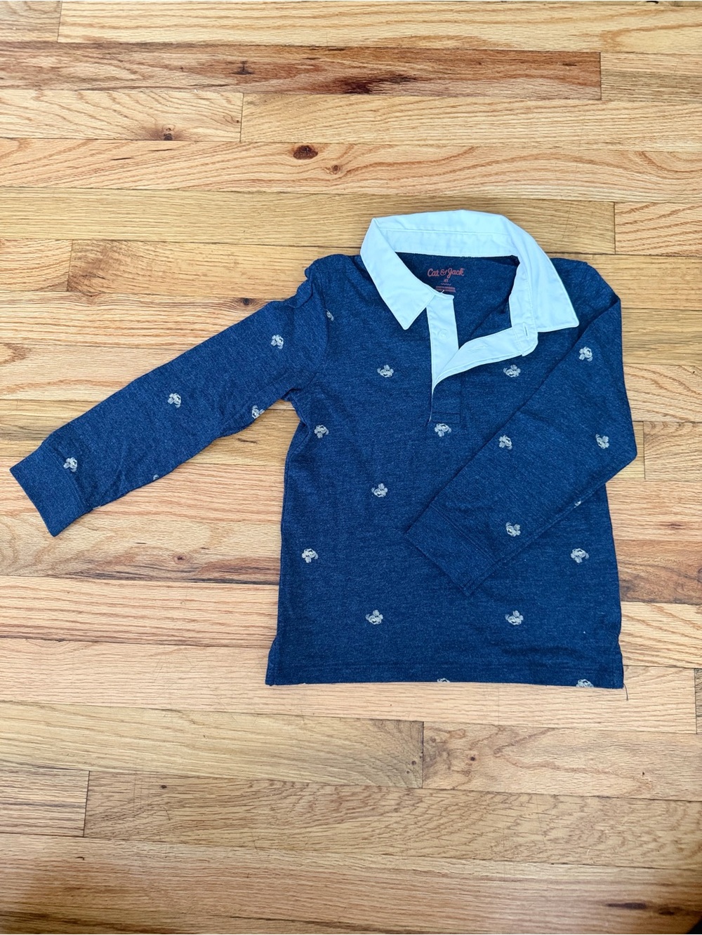 Cat & Jack Navy Blue Long Sleeve Polo Top with White Collar